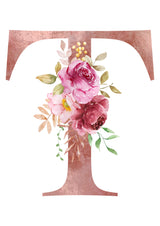 Personalised Tote Bags - Pink Floral Initial Design (A-Z)