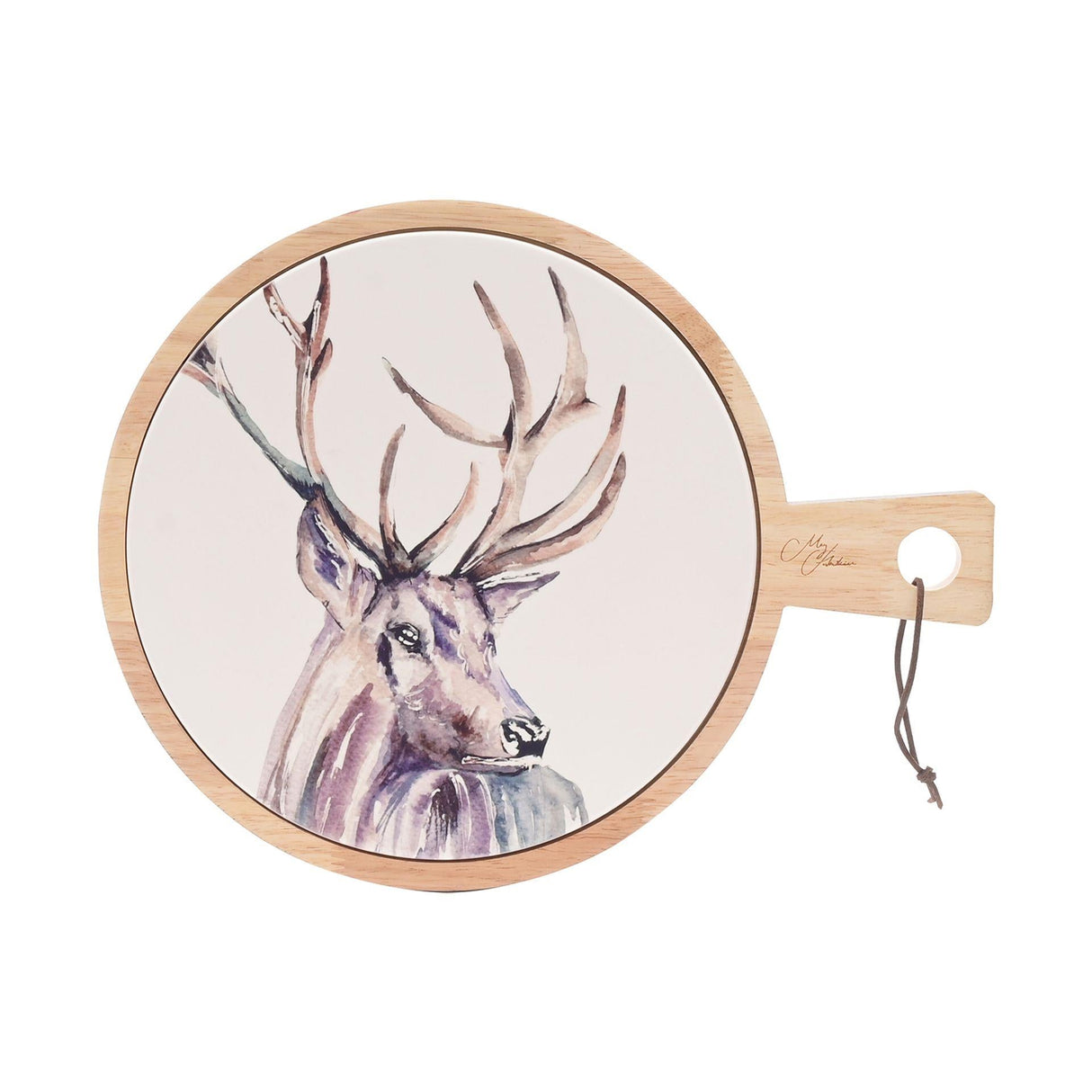 Meg Hawkins Rubber Wood & Ceramic Serving Board - Stag