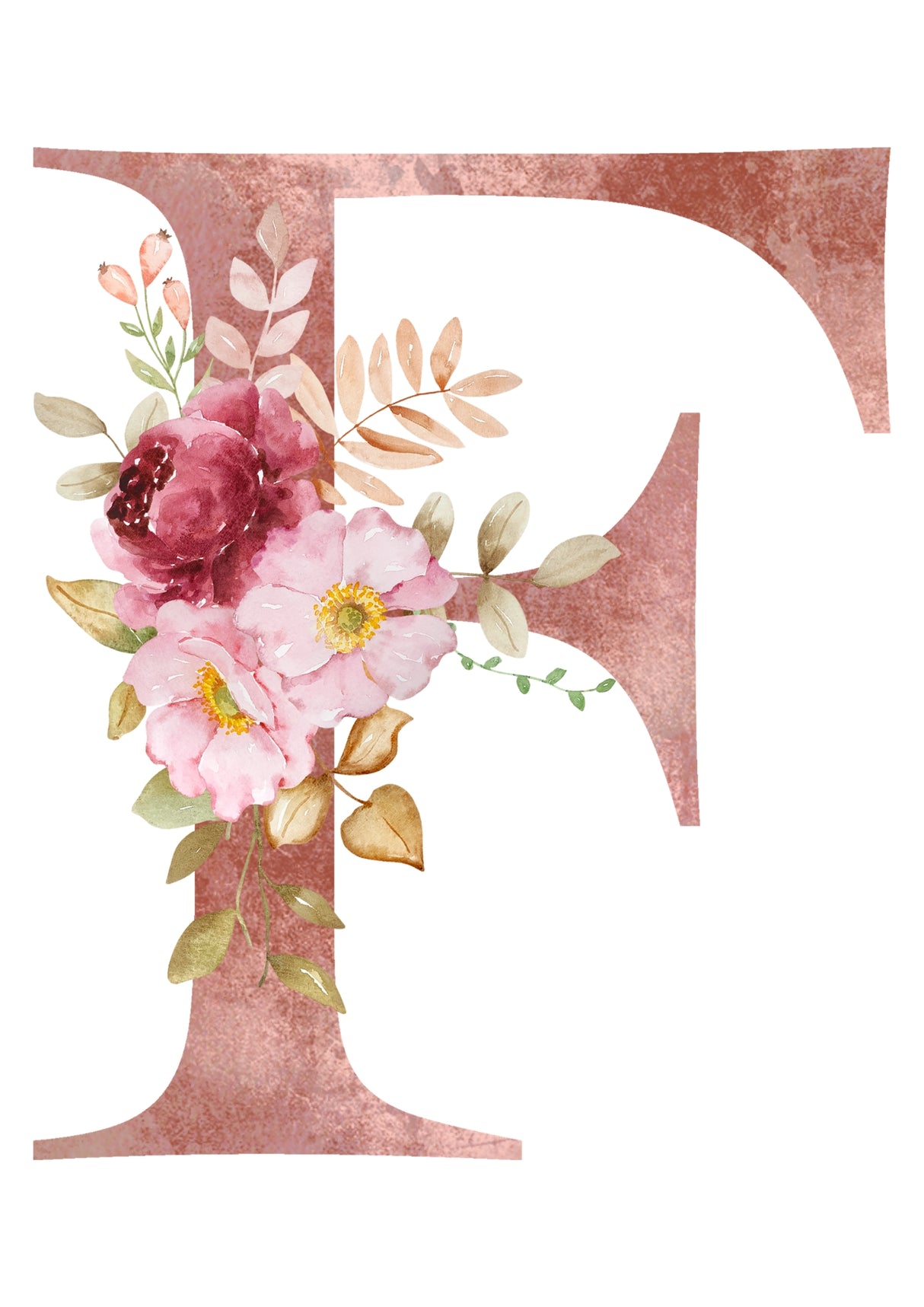 Personalised Tote Bags - Pink Floral Initial Design (A-Z)