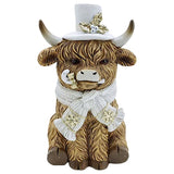 Christmas LED Light Up Highland Cow Figurine - Sitting