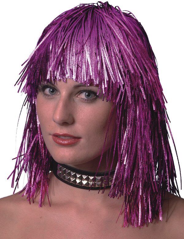 Metallic Tinsel Wig 70's Disco Hen Night Womens Fancy Dress