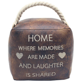 Brown Faux Leather Doorstop - Home