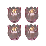 Glass Tulip Flower Candle Holders - Light Pink Set of 4