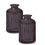 Satchville Ribbed Glass Bottle Vases 10cm - Amethyst Set of 2