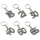 English Pewter Birthday Age Number Crystal Keyring - Various Ages