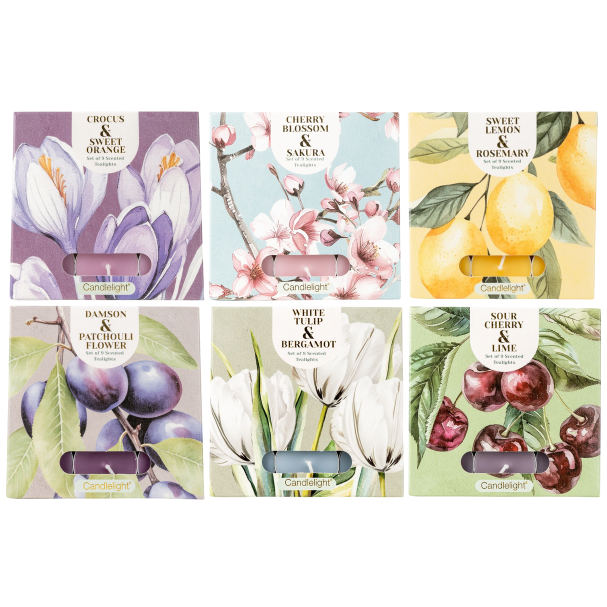 Candlelight spring summer collection tea light candles pack of 9 - various fragrances
