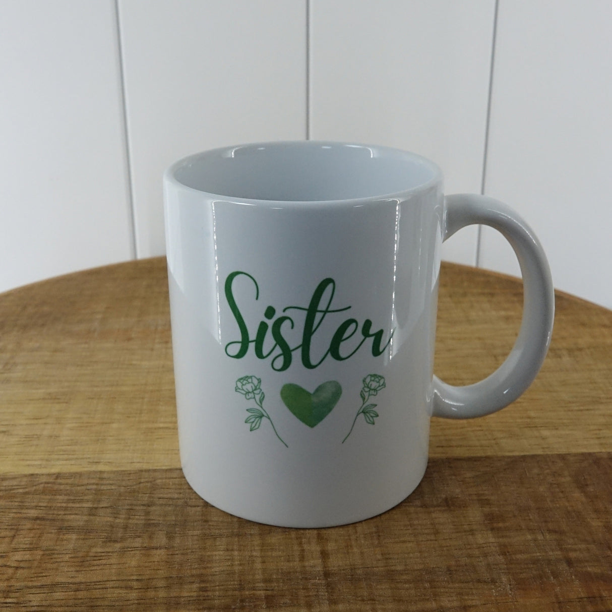 Personalised Custom Heart & Flowers Design Mugs - Green
