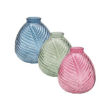 Bright Glass Leaf Bottle Vase - Various Colours