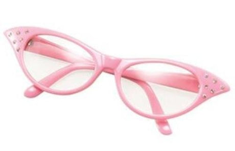 Ladies 50`s Style Glasses (Pink)
