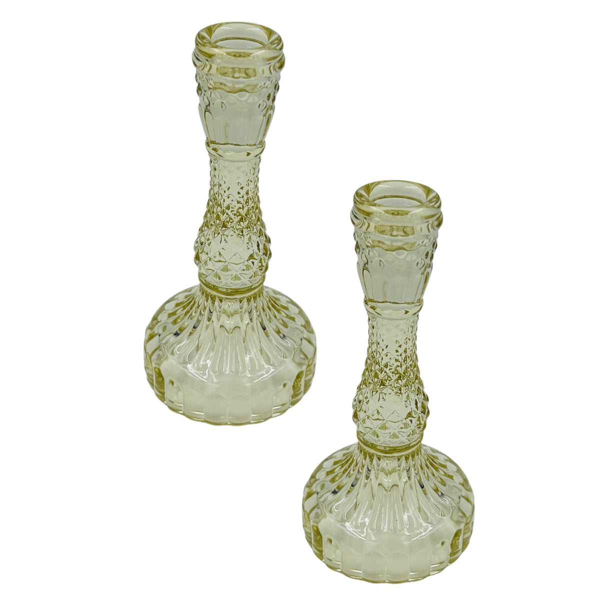 Pale Glass Medium Candlestick Candle Holder Set of 2 - Various Colours