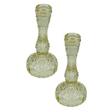 Pale Glass Medium Candlestick Candle Holder Set of 2 - Various Colours