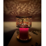 Aroma Jar Candle Metal Silhouette Shade & Tray Set - Black & Gold Tree of Life