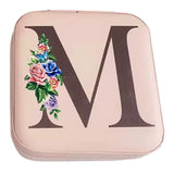 Krystina's Collection Pink Travel Jewellery Box with Floral Initial - Various Letters  