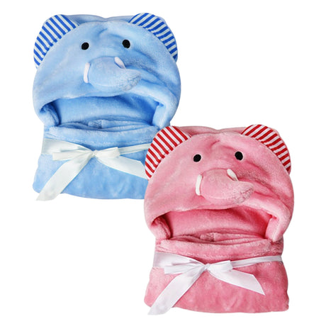 Woodside Home Living Elephant Hooded Baby Blanket - Blue or Pink 