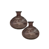Satchville Ribbed Glass Ball Vases - Amethyst Set of 2