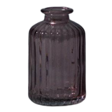 Satchville Ribbed Glass Bottle Vases 10cm - Amethyst