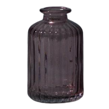 Satchville Ribbed Glass Bottle Vases 10cm - Amethyst
