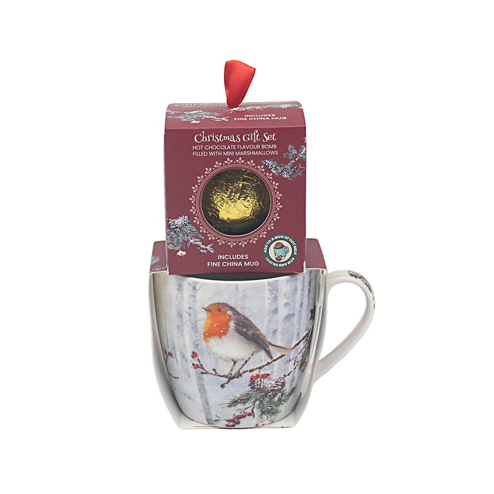 Macneil Christmas Mug & Chocolate Bomb Gift Set - Robin