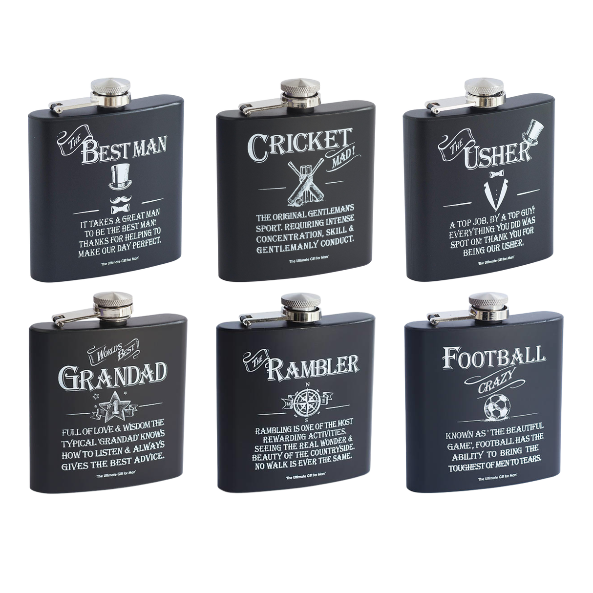 Ultimate Man Gift Hip Flask - Various Designs