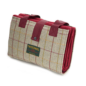 Tweedmill Leisure Picnic Rug - Beige & Wine Tweed