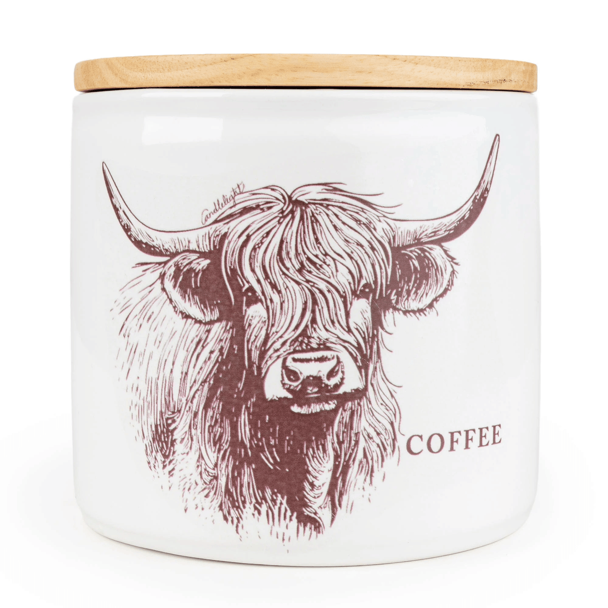 Candlelight Highland Cow Storage Jar - Coffee