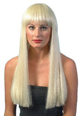 Long Straight Wig With Fringe Style - Blonde or Black