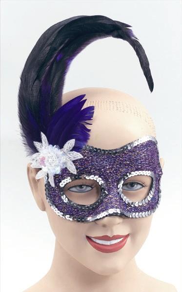 Sequin Side Feather Eye Mask Fancy Dress - Multiple Colours Available