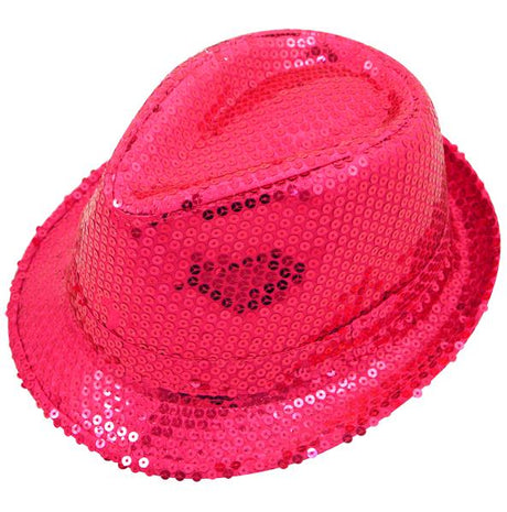 Sequin Gangster Trilby Hat Fancy Dress Hat - Various Colours