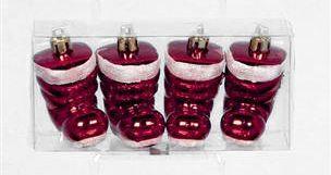 Christmas Tree Hanging Decorations - Red or Gold Santa Boot Pack of 4