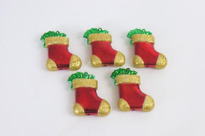 Christmas Tree Baubles - Shatterproof Bootee - Pack Of 5 red & gold