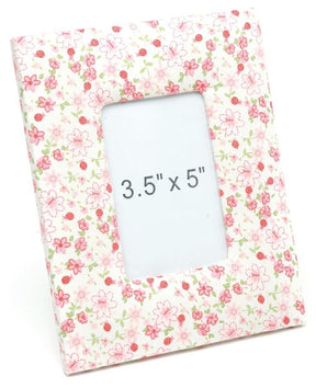 Red & White Floral Design Fabric Photo Frame