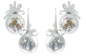 Weiste Christmas Tree Decorations Set of 4 - Bird Reindeer Silver 