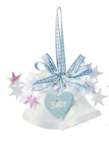 Weiste Christmas Tree Decoration - Mini Bells with Hanging Heart Baby Blue or Pink