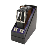 Leather Suit Belt & Cufflink Gift Set: Brown or Black