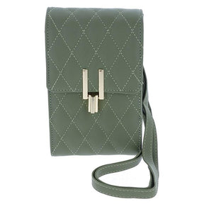 diamond quilt mobile phone bag -  sage
