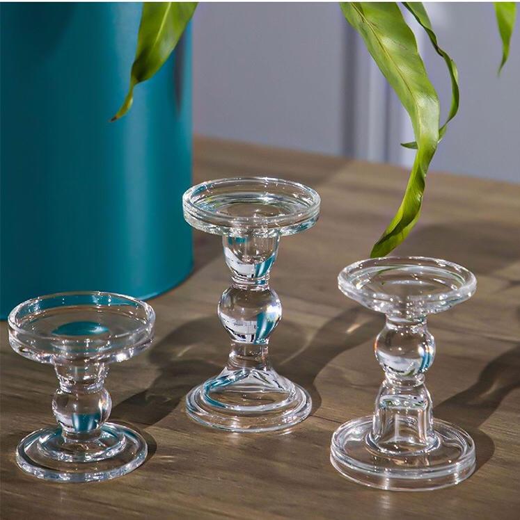 Glass Pillar Candle Holders - Clear