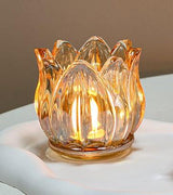 Glass Tulip Flower Candle Holders - Clear or Gold