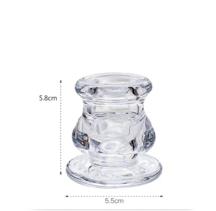 Glass Candlestick Holder - Clear (5.8cm)