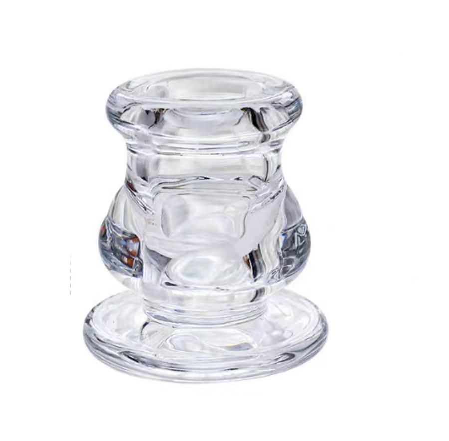 Glass Candlestick Holder - Clear (5.8cm)