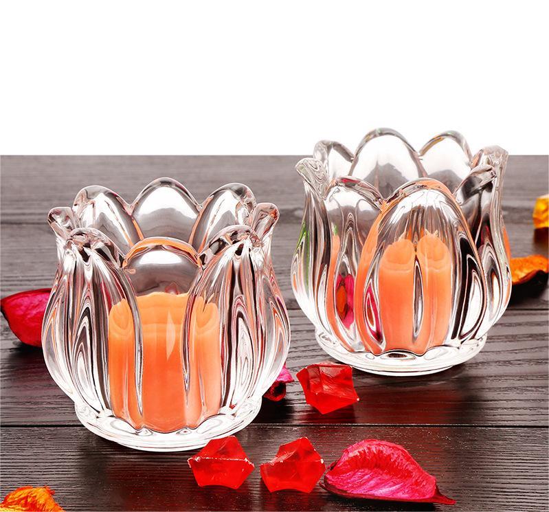 Glass Tulip Flower Candle Holders - Clear or Gold