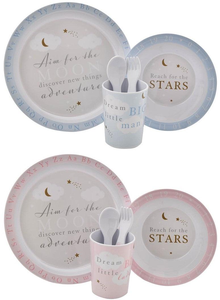 Bambino 5 Piece Melamine Dinner Set - Pink or Blue - Crusader Gifts