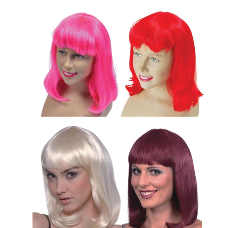 Cheerleader Wig Fancy Dress - Various Colours