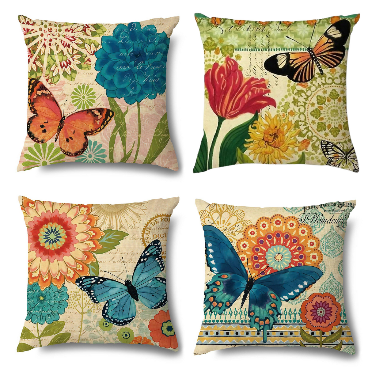 Butterfly Design Outdoor Waterproof Cushion Cover 45cm x 45cm