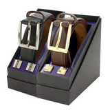 Leather Suit Belt & Cufflink Gift Set: Brown or Black