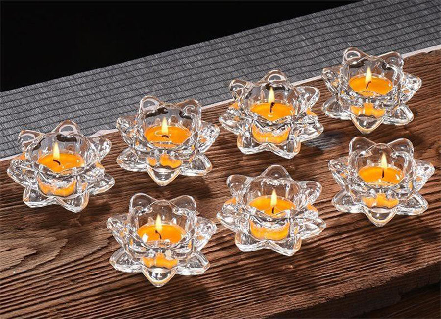 Lotus Flower Glass Candle Holder Clear Favour Wedding Home Decor Gift