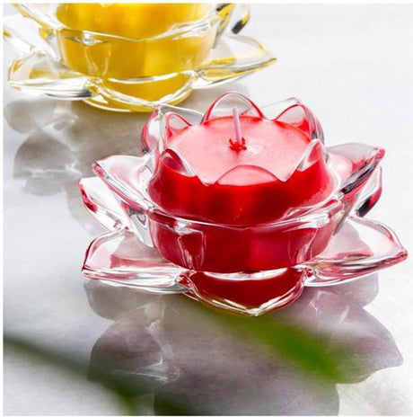 Lotus Flower Glass Candle Holder Clear Favour Wedding Home Decor Gift