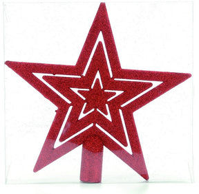 Christmas Tree Topper - Red Silver or Gold Glitter Star red