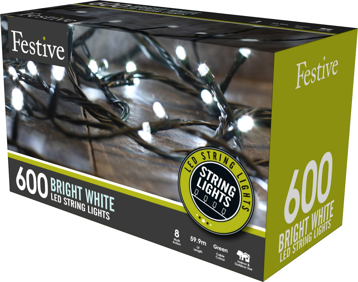 Christmas Lights - String Lights 600 LED Multi Function (Bright White)