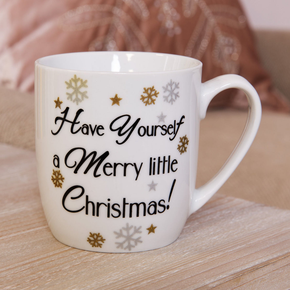 Festive Christmas White Gold Silver Ceramic Mug