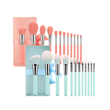 Make up Brushes in Roll Holder Ideal for Travel - In Blue or Pink